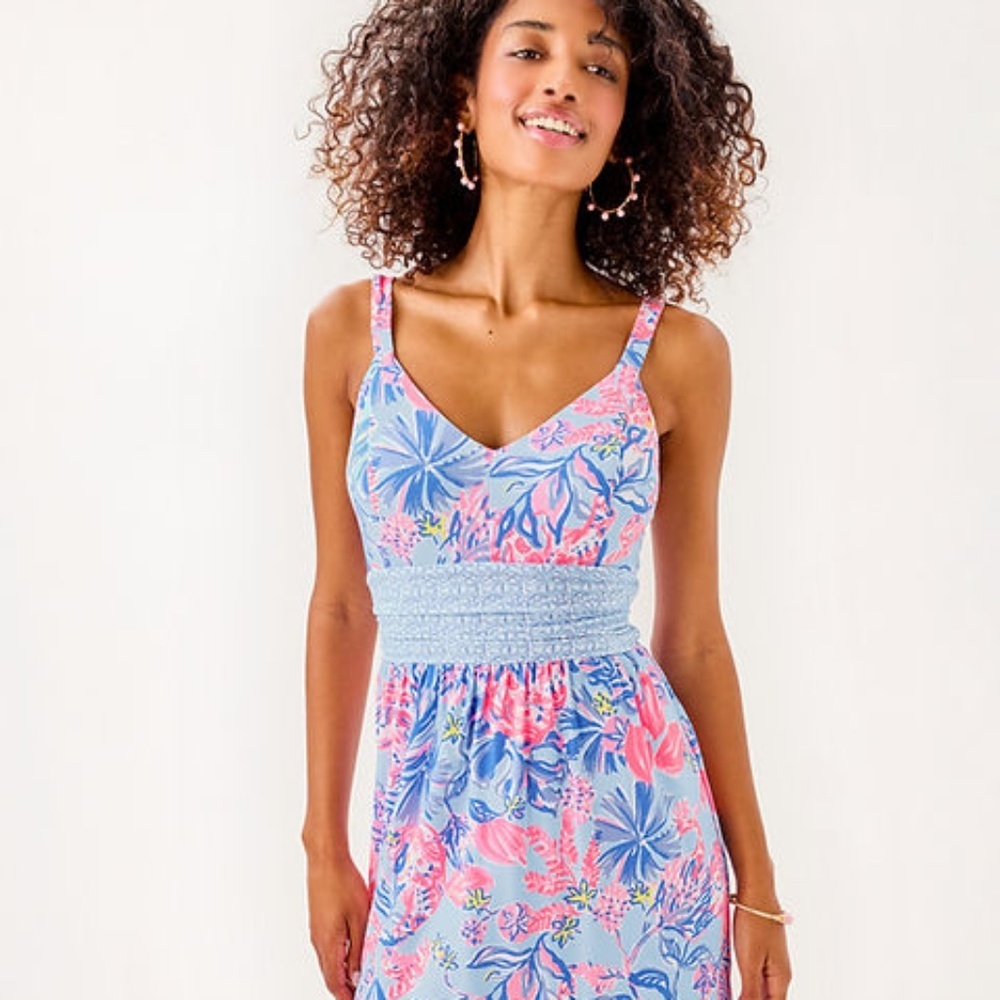 NWOT LILLY PULITZER Nemy Skirted Romper MULTI ELEPHANT SPLASH ENGINEERED